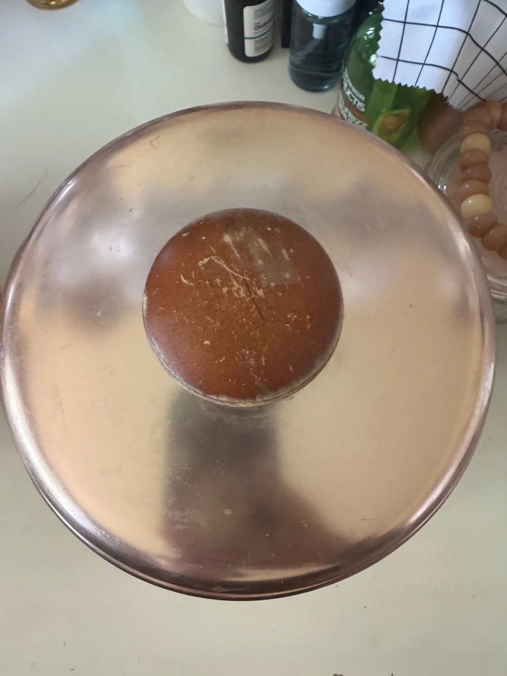 Vintage Mirro Copper Rose Gold Aluminum Canister Set 3 Wood Knob MCM USA